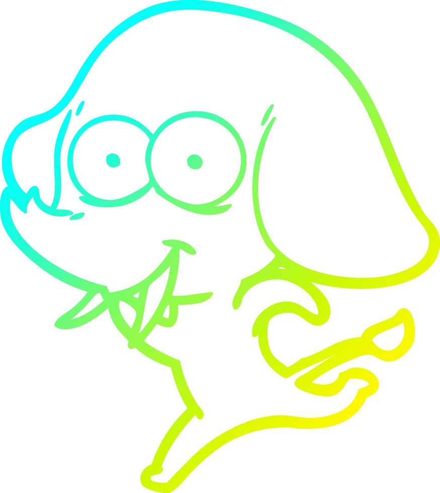 cold gradient line drawing happy cartoon elephant vector