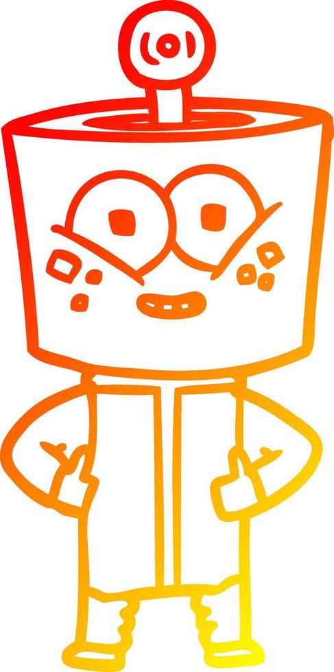 warm gradient line drawing happy cartoon robot vector