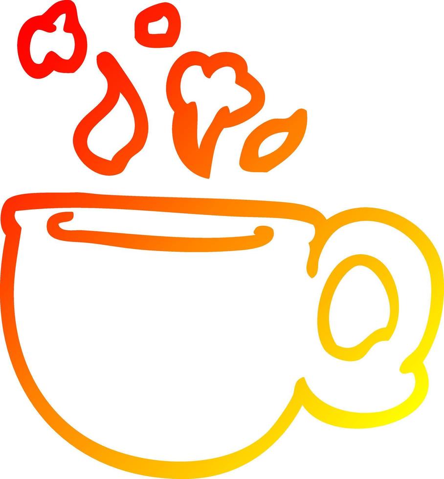 warm gradient line drawing cartoon steaming cup vector