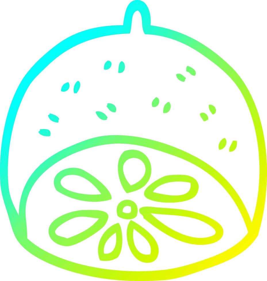 cold gradient line drawing cartoon lime fruit vector