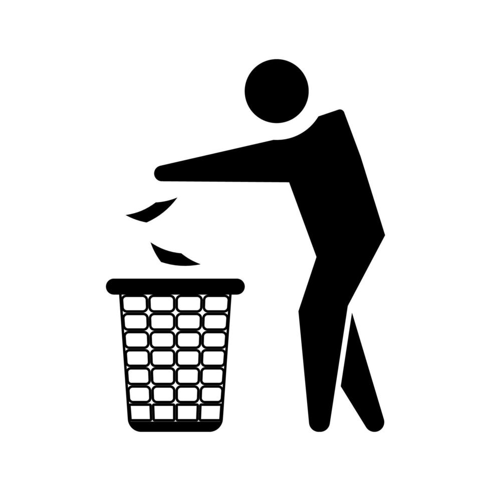 no tirar basura icono negro y símbolo ilustración vectorial vector