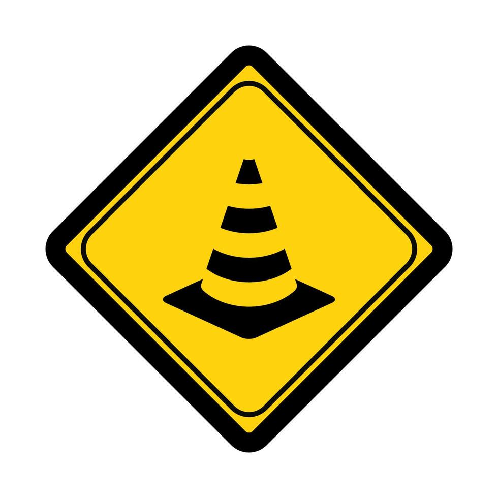 Señal de cono de tráfico en ilustración de vector de diseño gráfico negro y amarillo