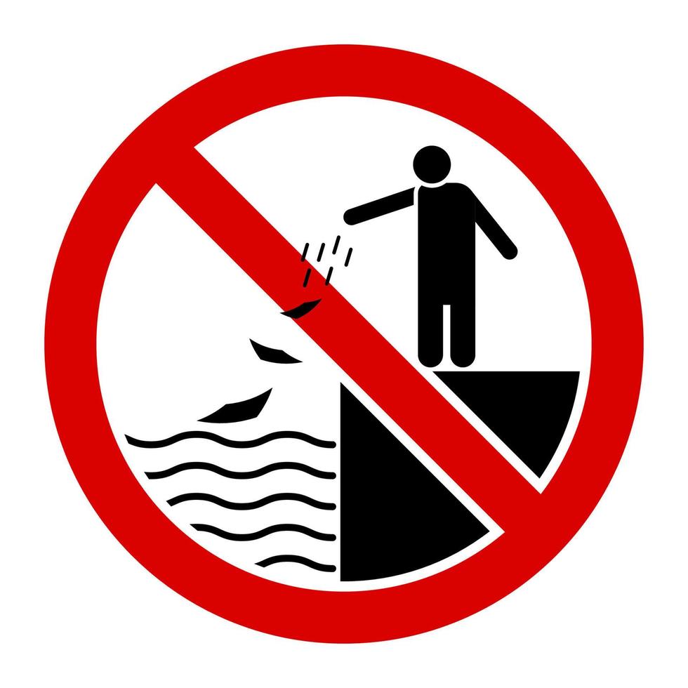 precaución no tirar basura al símbolo del agua signo diseño vector ilustración