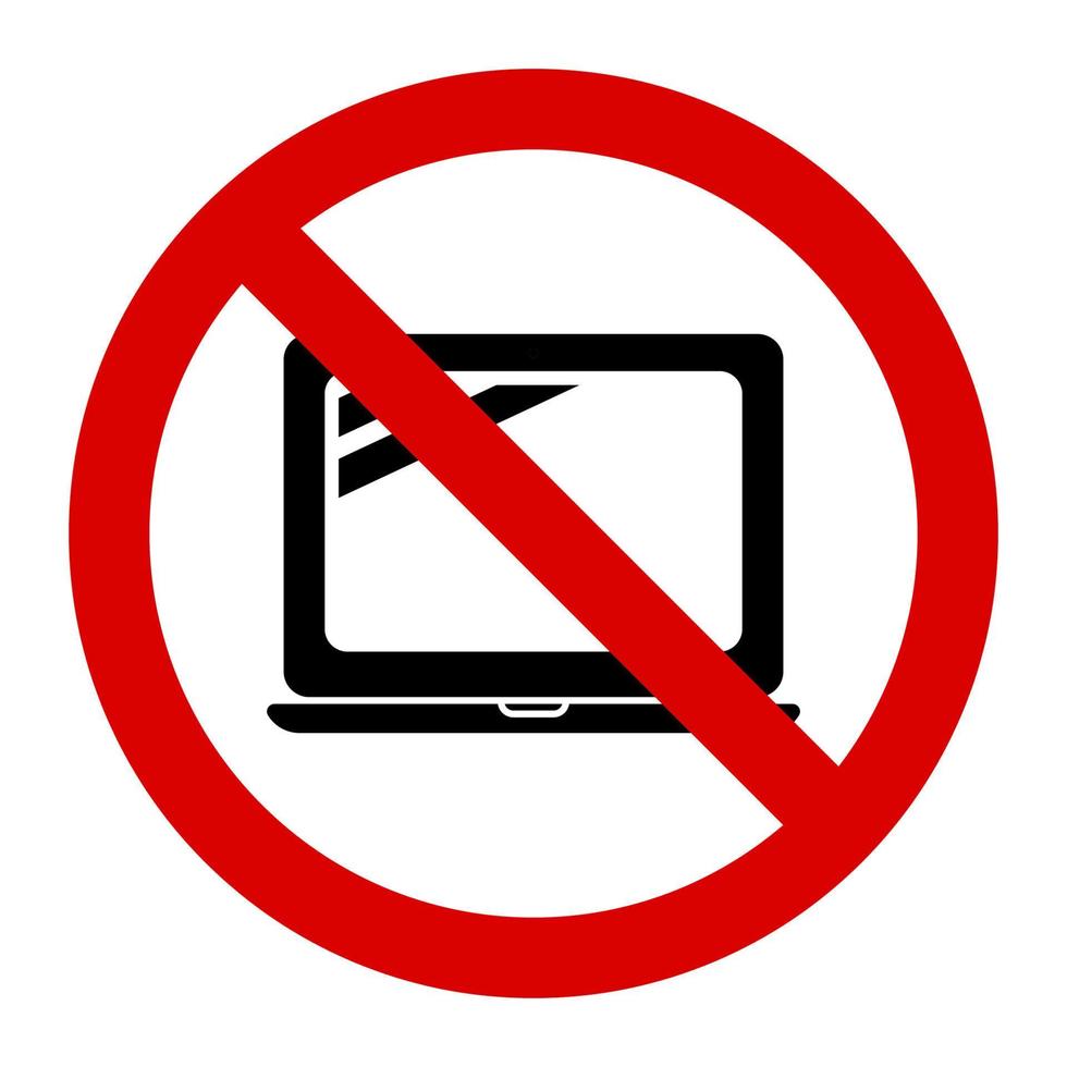 Warning no laptop allowed sign and symbol graphic design vector illustration