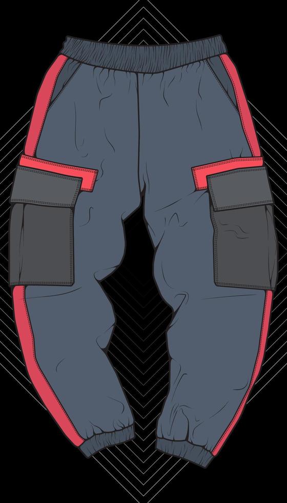 Men Cargo Pants Vector, Men Cargo Pants in a color block style, vector Illustration.