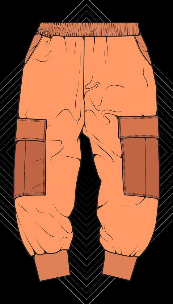 Men Cargo Pants Vector, Men Cargo Pants in a color block style, vector Illustration.