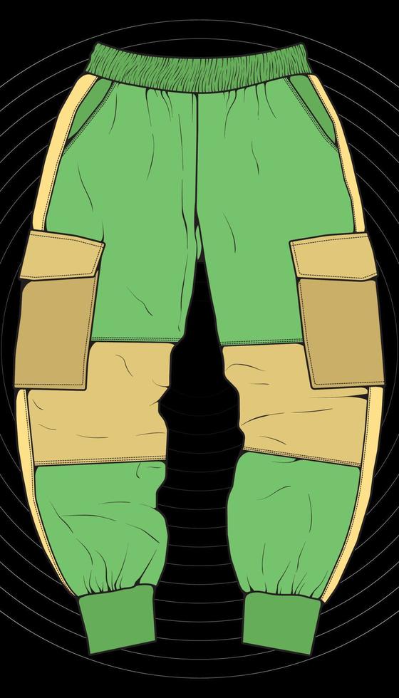 Men Cargo Pants Vector, Men Cargo Pants in a color block style, vector Illustration.