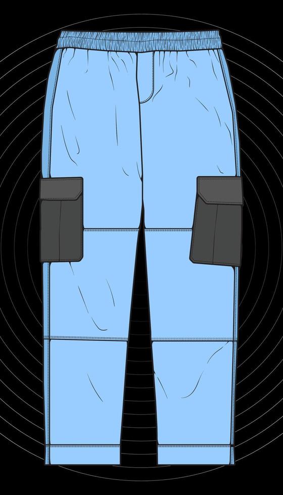 Men Cargo Pants Vector, Men Cargo Pants in a color block style, vector Illustration.