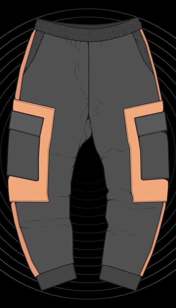 Men Cargo Pants Vector, Men Cargo Pants in a color block style, vector Illustration.