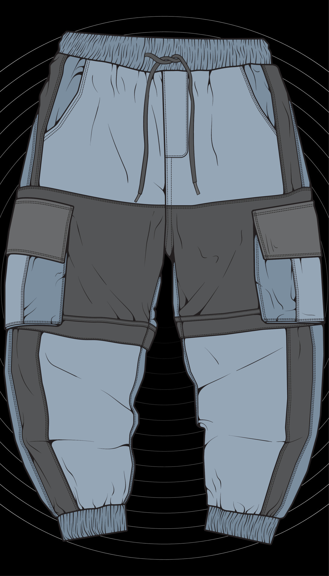 Men Cargo Pants Vector, Men Cargo Pants in a color block style, vector