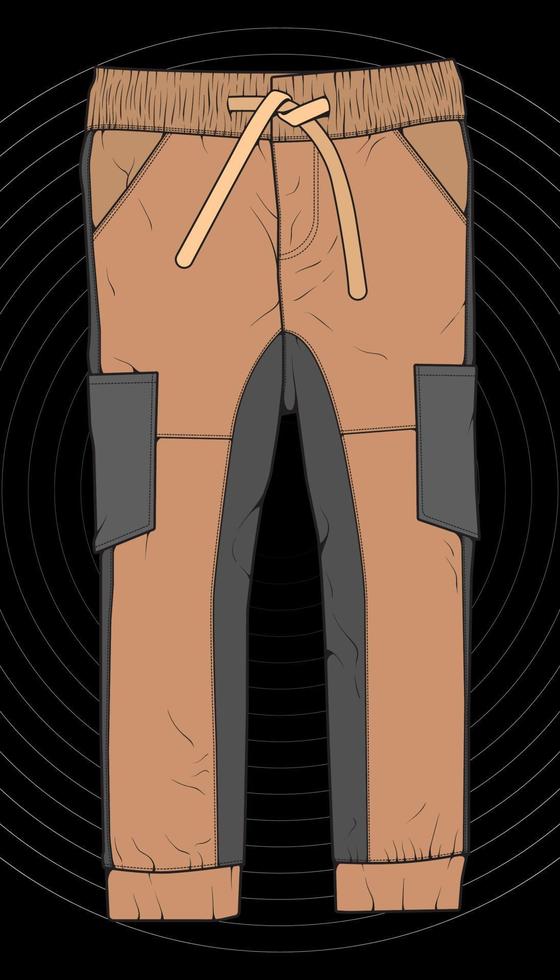 Men Cargo Pants Vector, Men Cargo Pants in a color block style, vector Illustration.