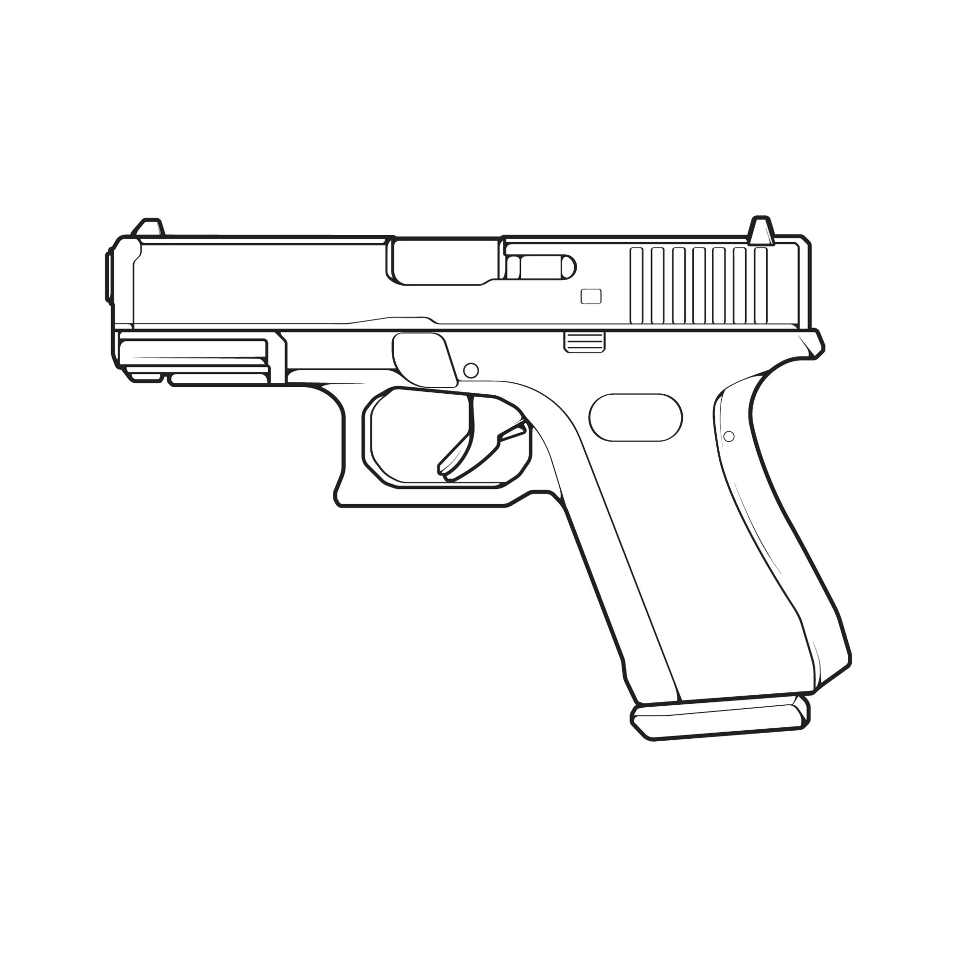 Firearms line art style, Shooting gun, Weapon illustration, Vector Line