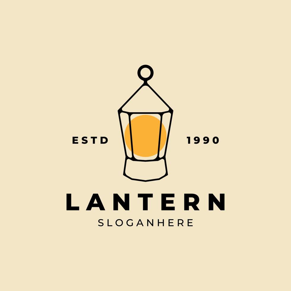 Lantern logo design with minimalist style vector