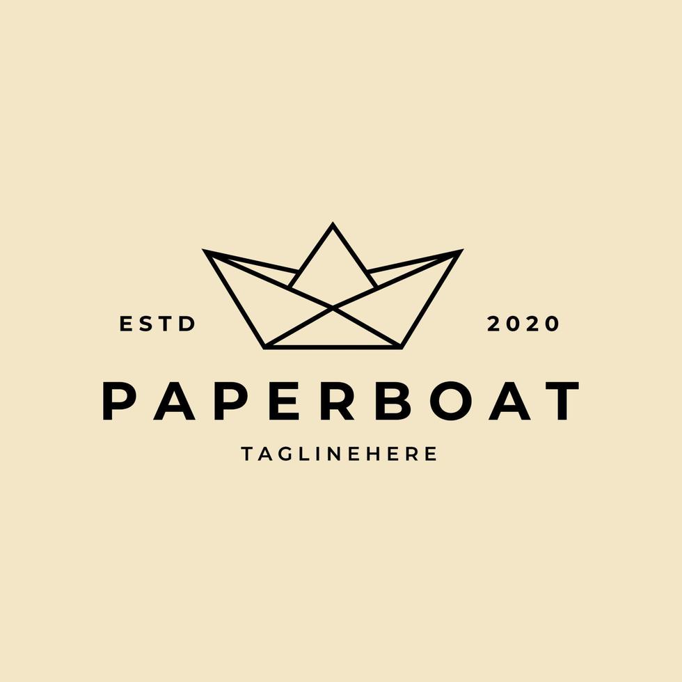 diseño de ilustración de símbolo de vector de logotipo minimalista de arte de línea de barco de papel