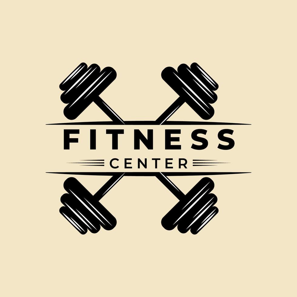 fitness center dumbbell gym logo vintage design vector illustration