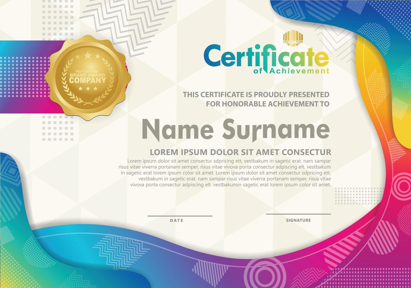 Certificate template with texture modern pattern background, vector