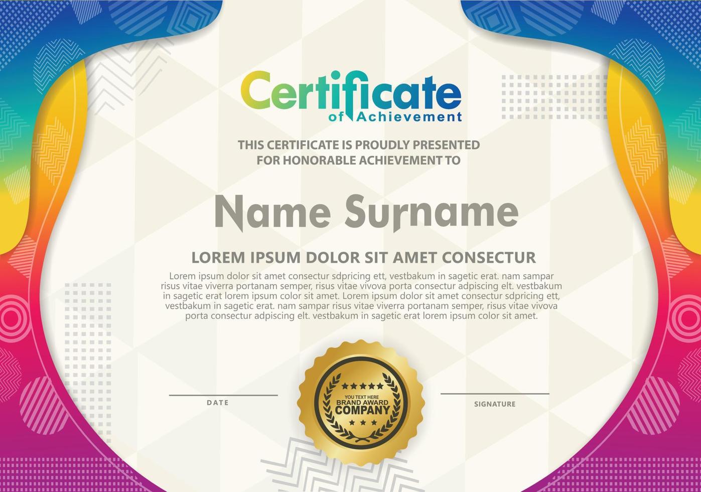 Certificate template with texture modern pattern background, vector