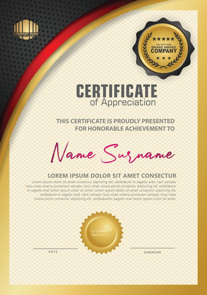 plantilla de certificado con patrón de lujo, diploma, ilustración vectorial vector
