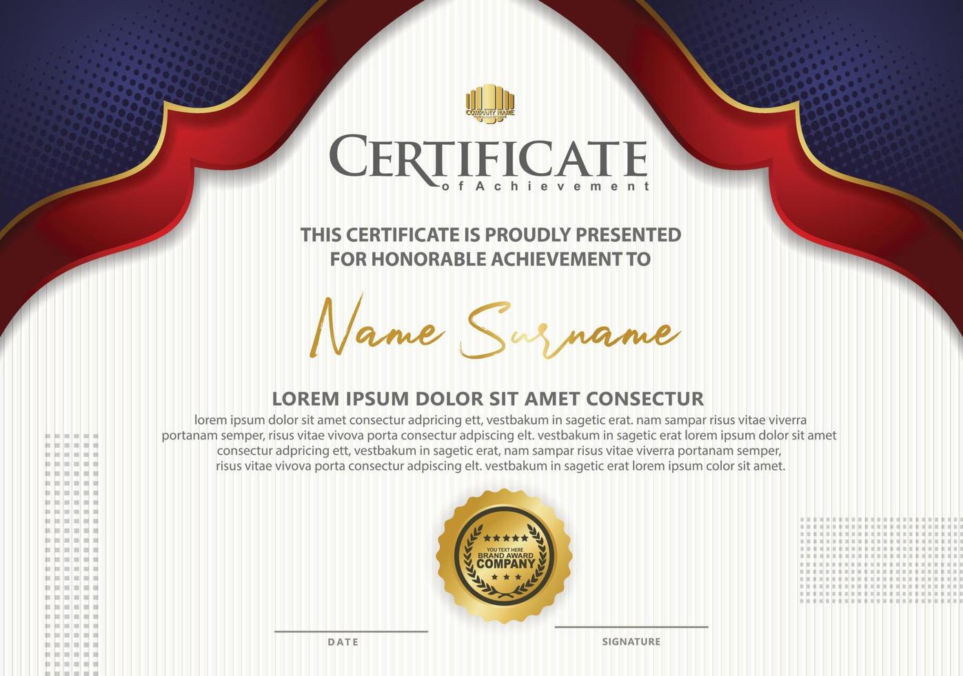 certificate template with luxury and texture pattern background vector