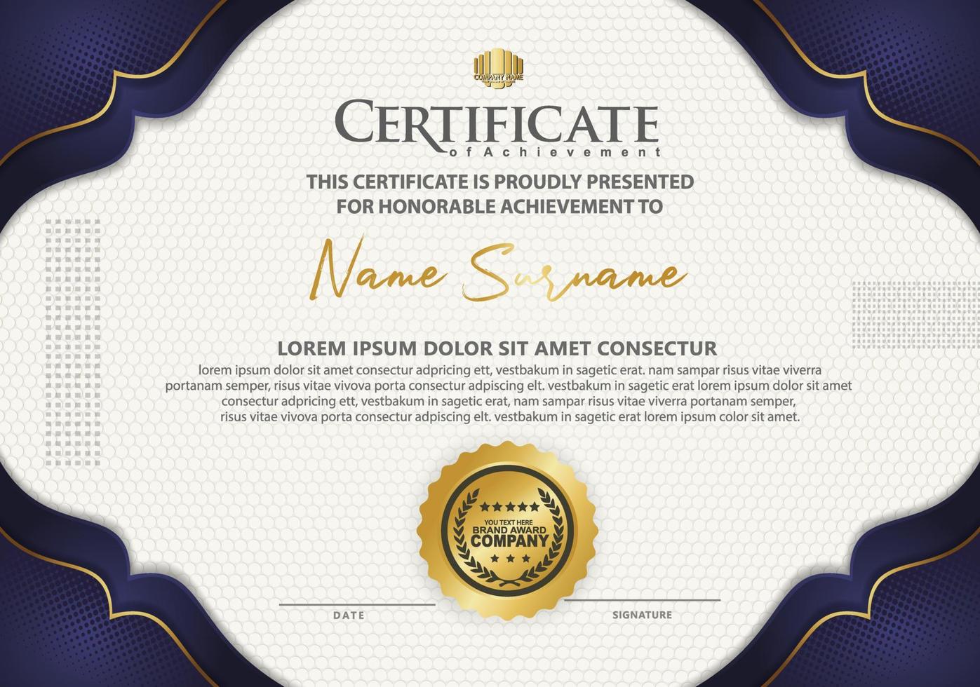 certificate template with luxury and texture pattern background vector