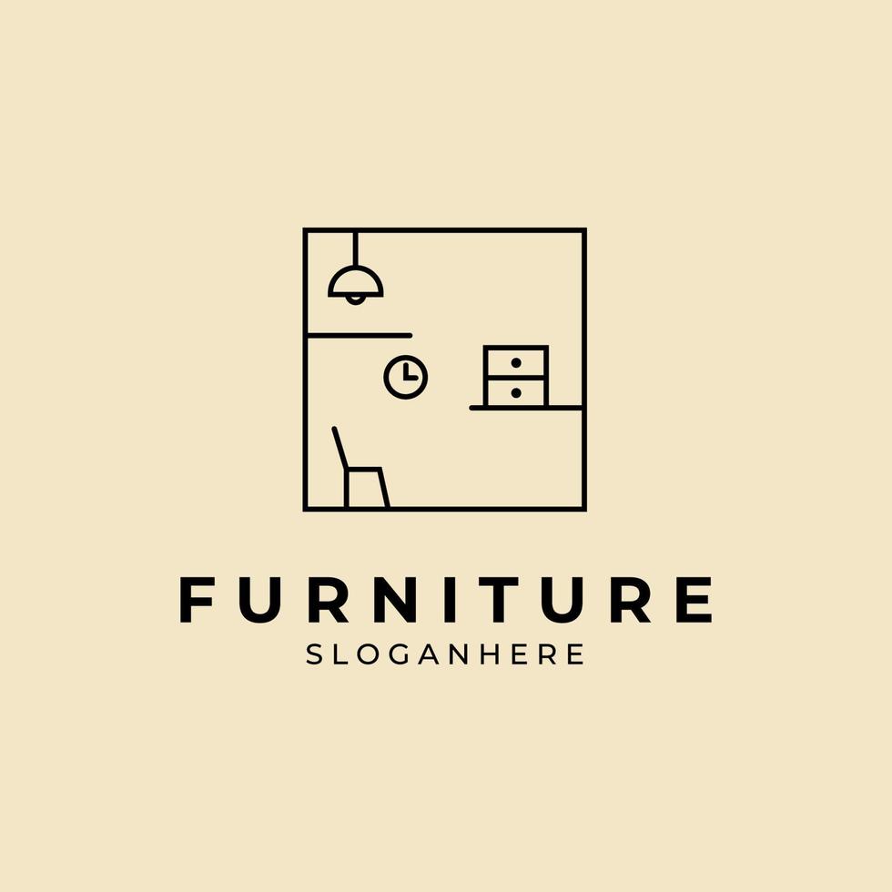 home furniture logo line vector  template design