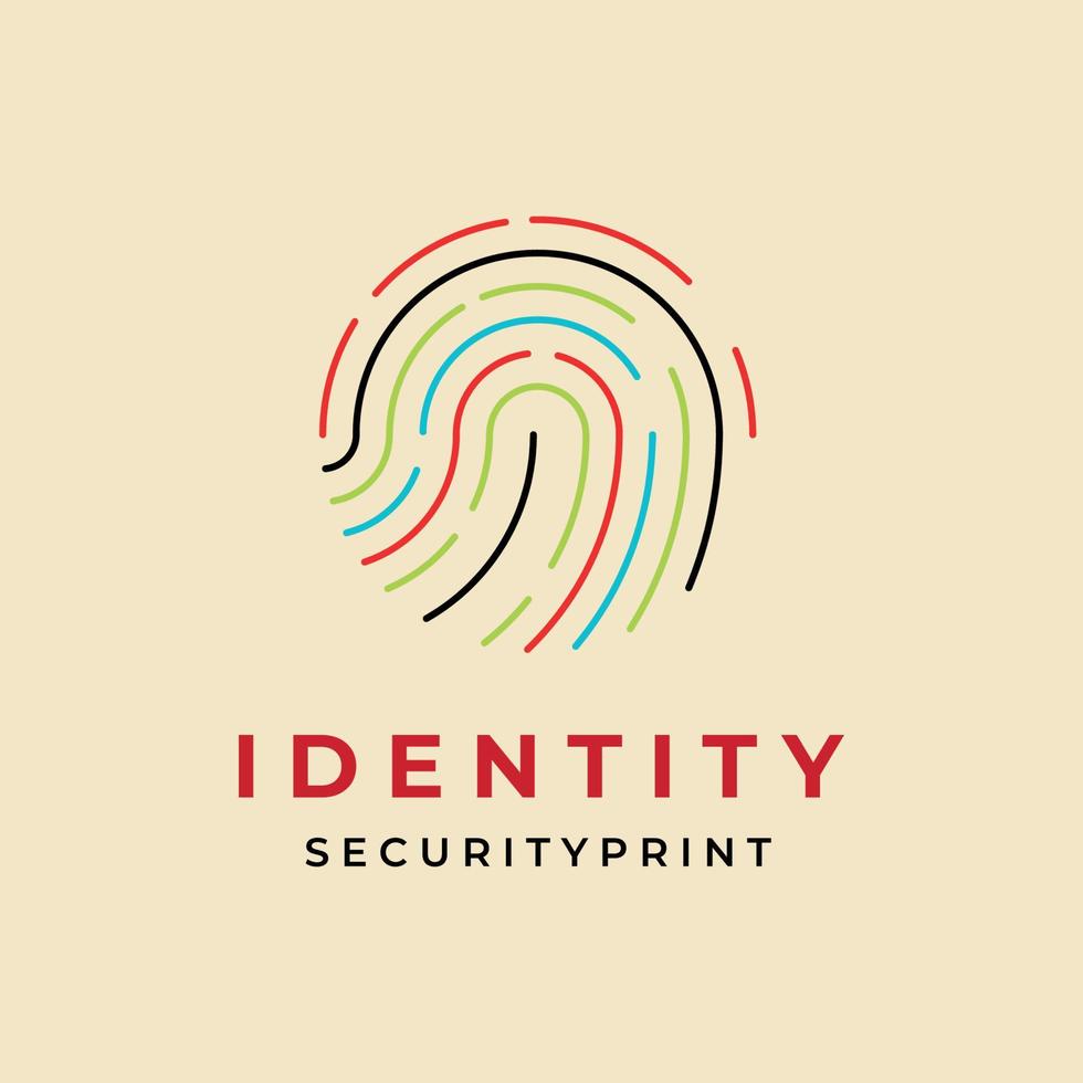 fingerprint lock secure security logo vector icon template design