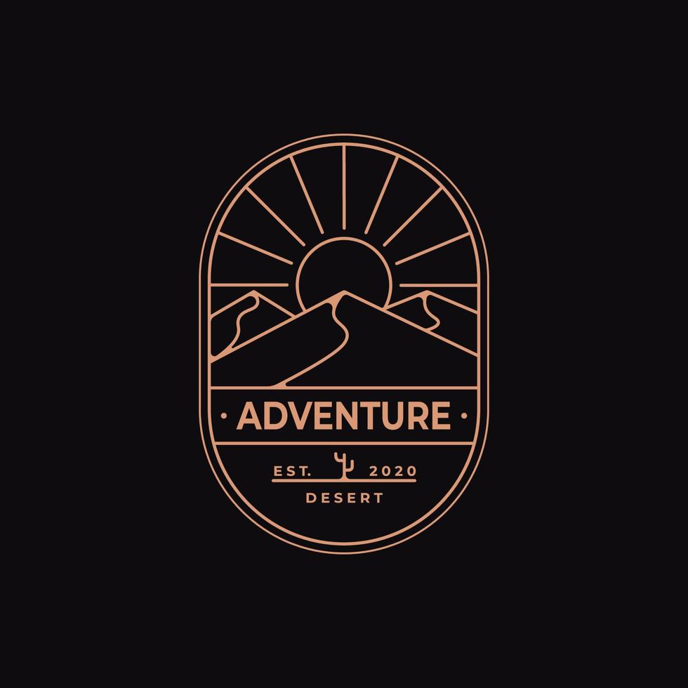 Desert adventure  badge line art logo vector design