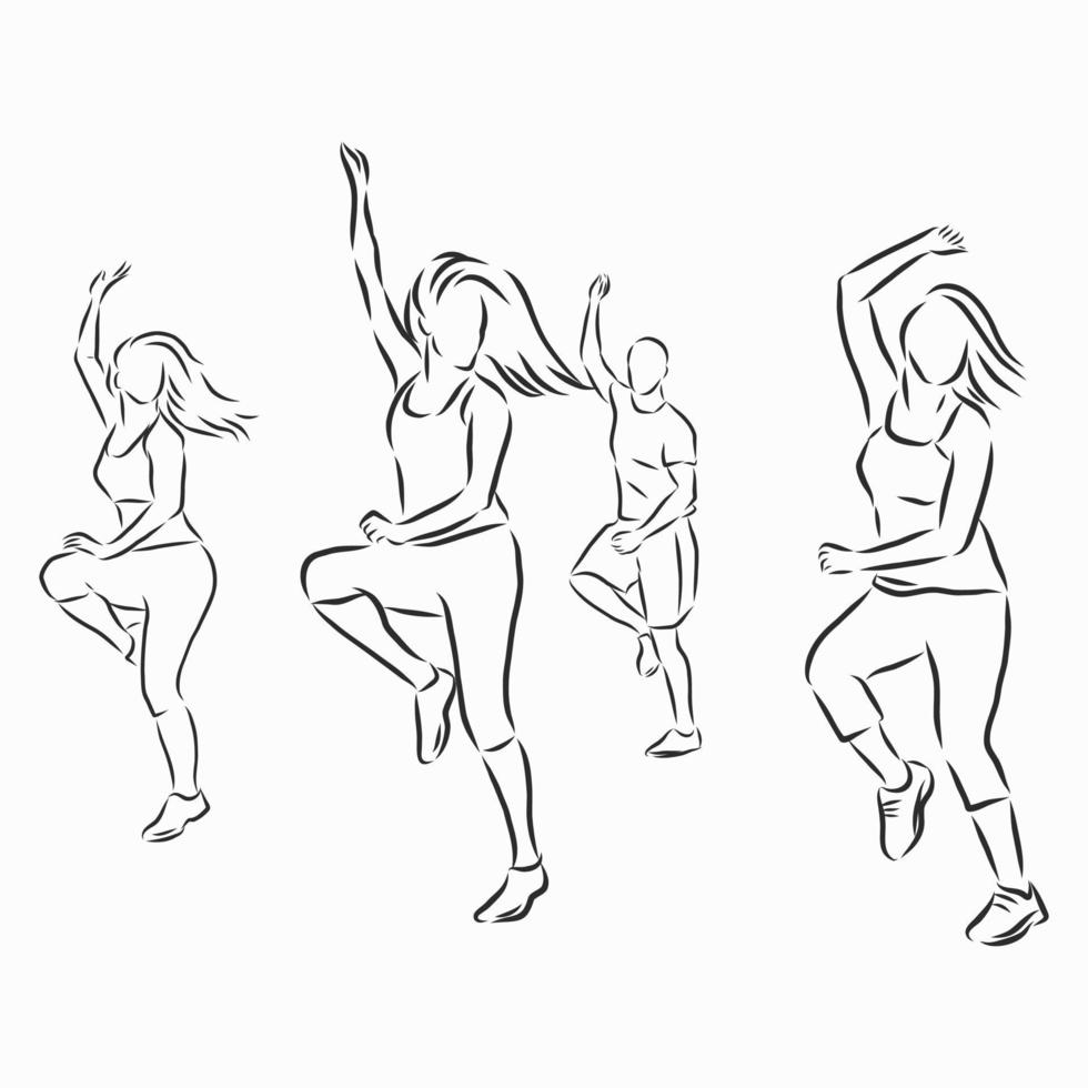fitness dancing vector sketch