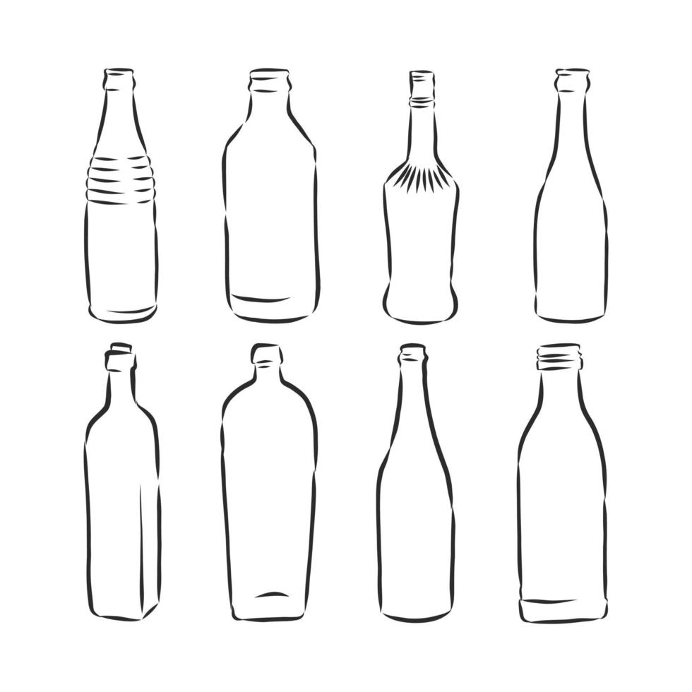 bosquejo del vector de la botella de vidrio