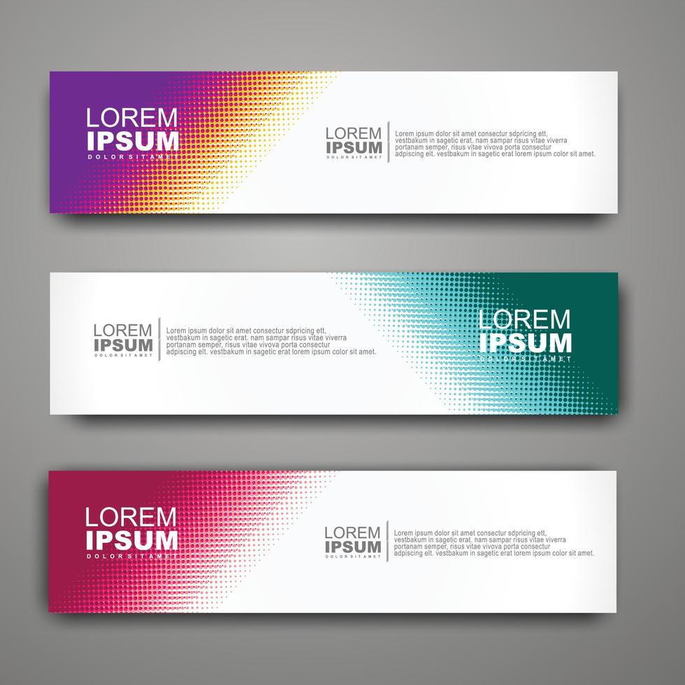 Vector abstract web banner design template with halftone pattern.