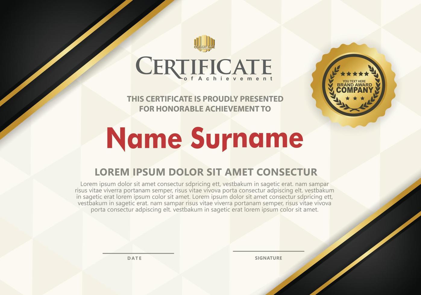 Certificate template with luxury and elegant and of line ornament textured on landscape background, diploma, Vector illustration