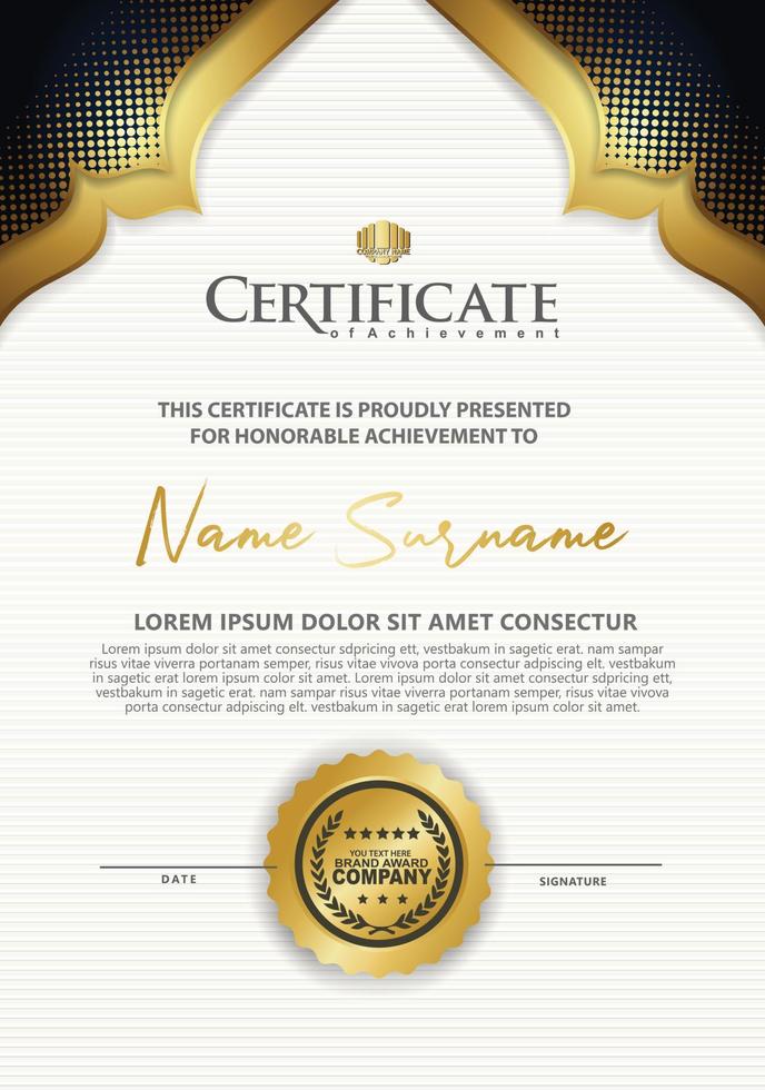 certificate template with dynamic and futuristic texture pattern background vector