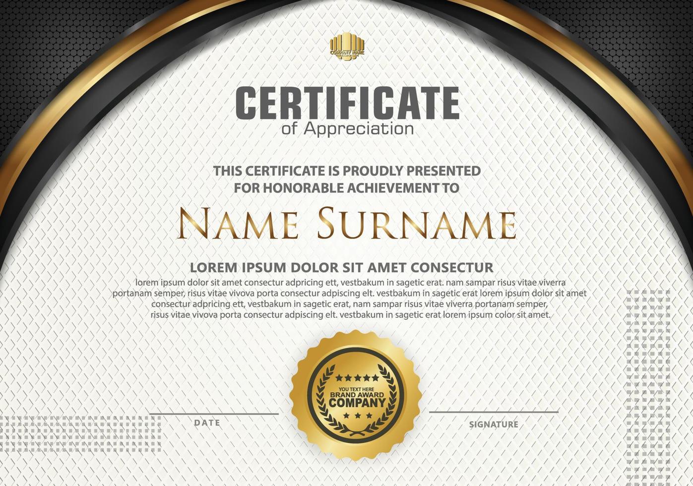 certificate template with luxury and texture pattern background vector