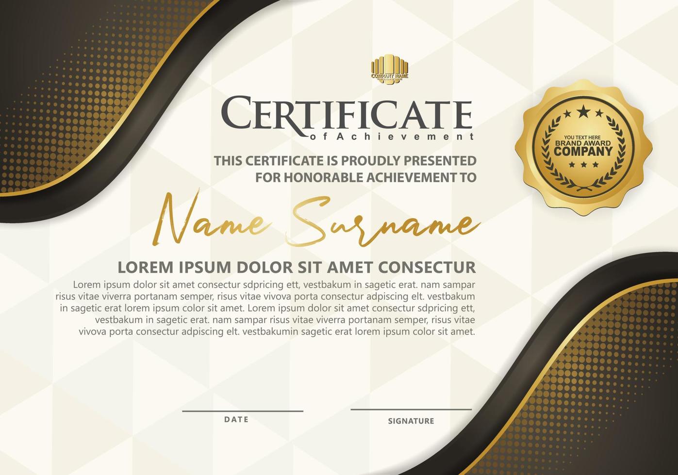 certificate template with luxury and elegant texture pattern background vector