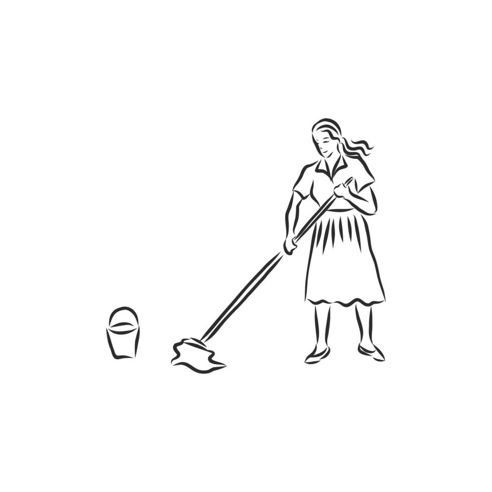 cleaning lady vector sketch