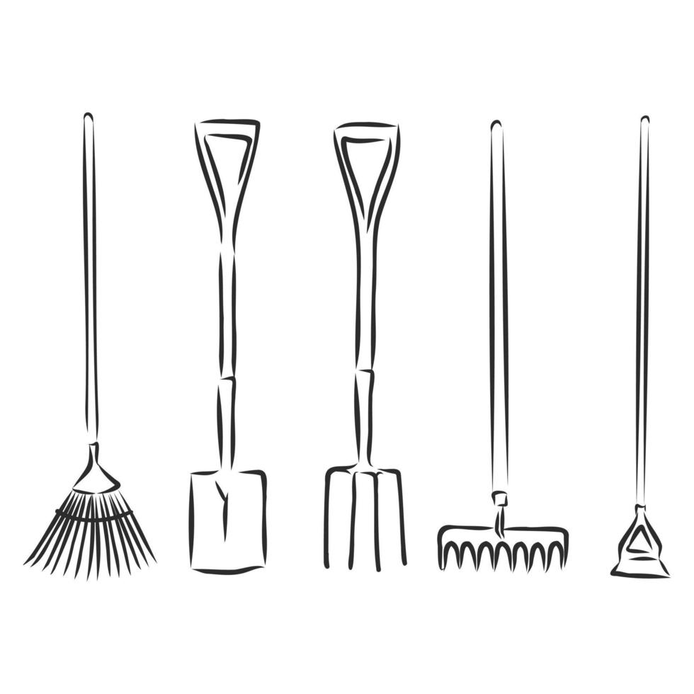 garden tools vector sketch