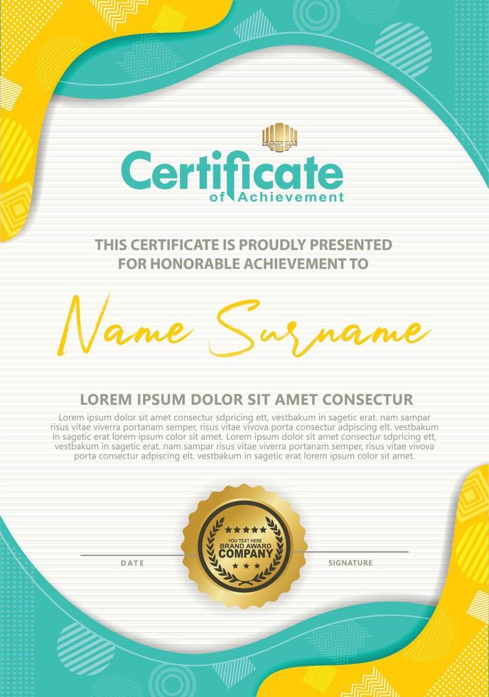 Certificate template with texture modern pattern background, vector