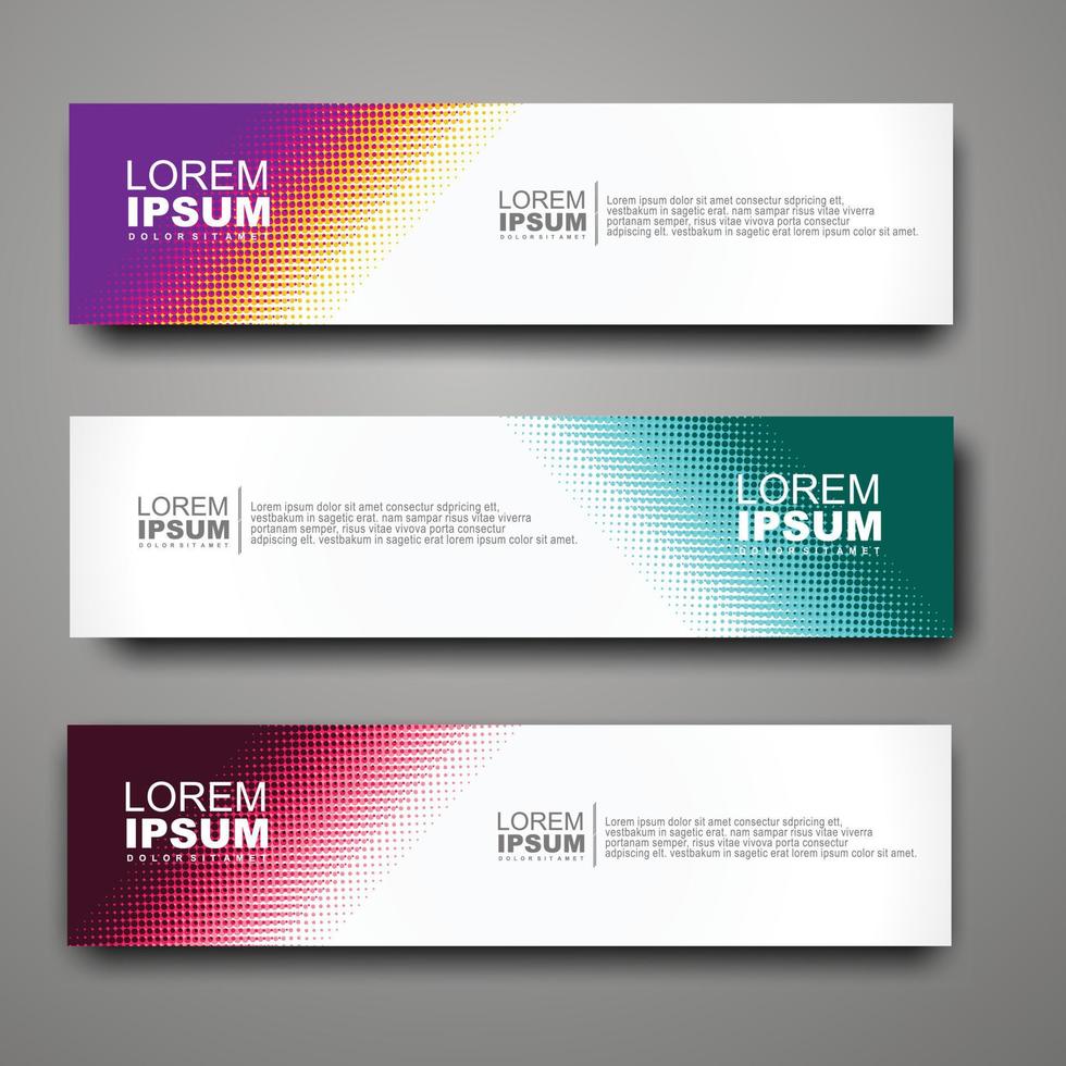 Vector abstract web banner design template with halftone pattern.