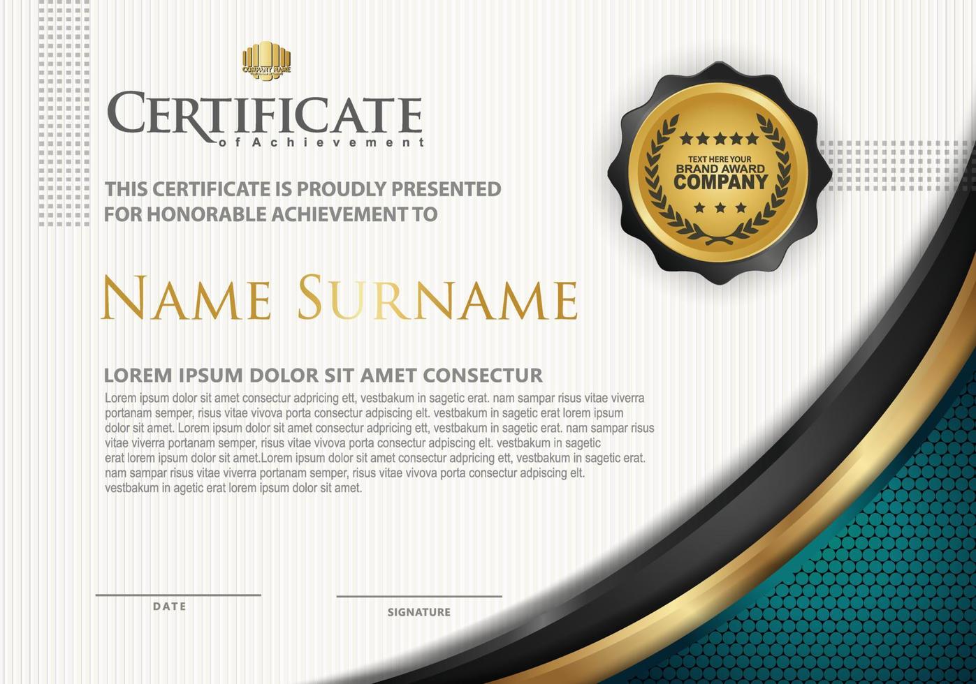 certificate template with luxury and texture pattern background vector
