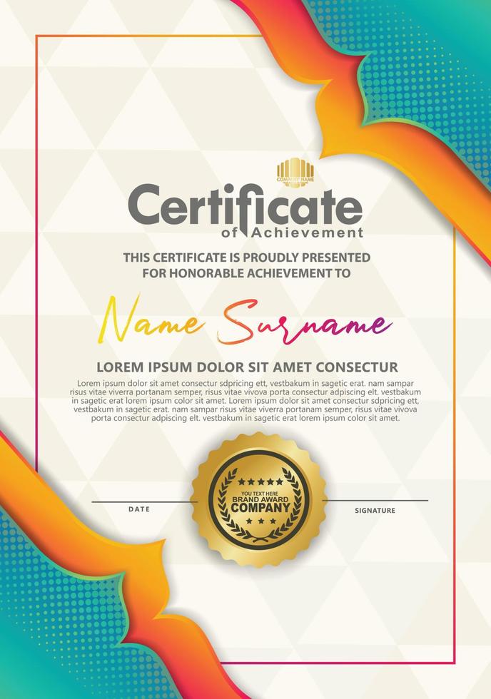 certificate template with dynamic and futuristic texture pattern background vector