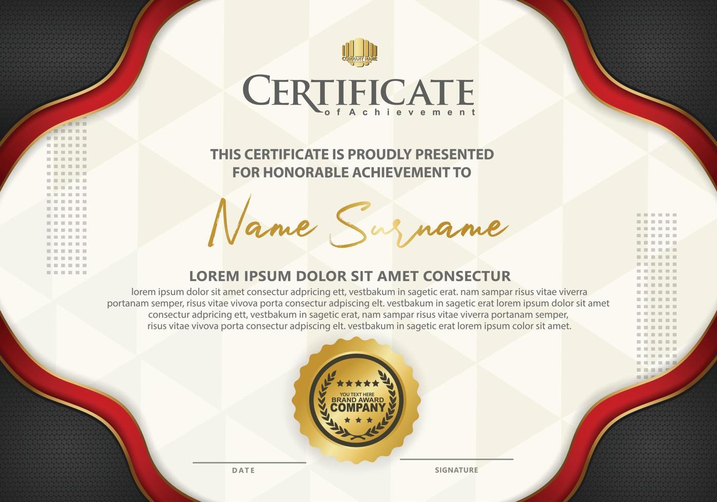 certificate template with luxury and texture pattern background vector