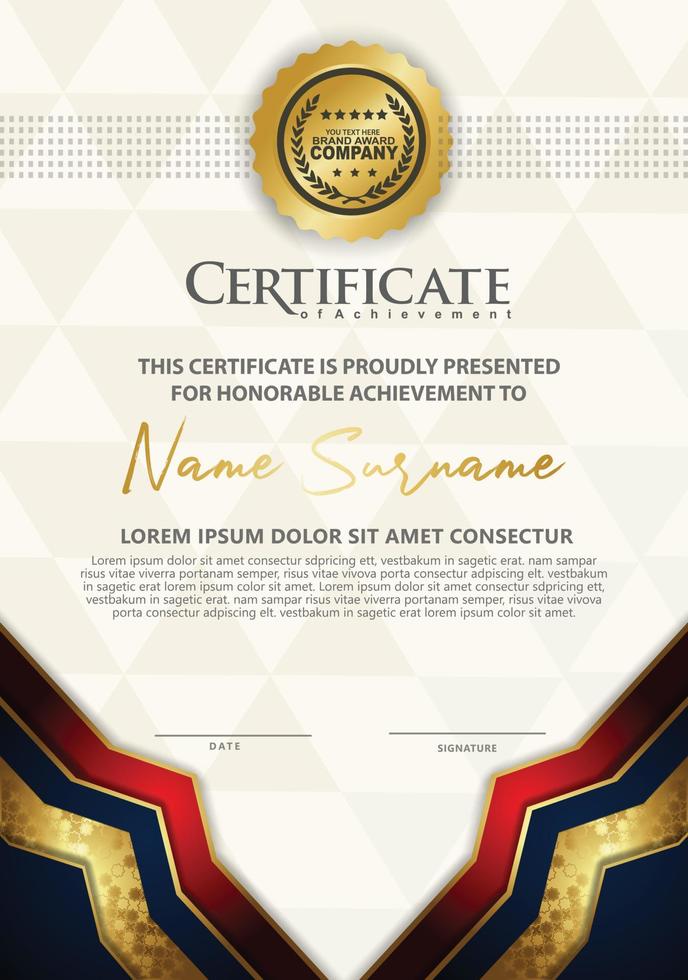 certificate template with luxury and texture pattern background vector