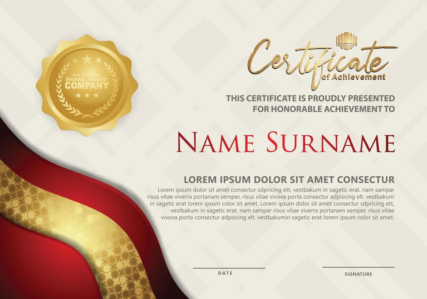 certificate template with luxury and elegant texture pattern background vector