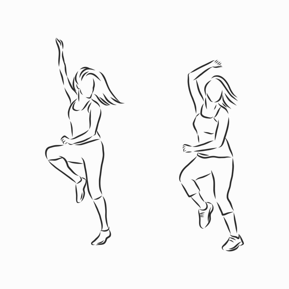 fitness dancing vector sketch