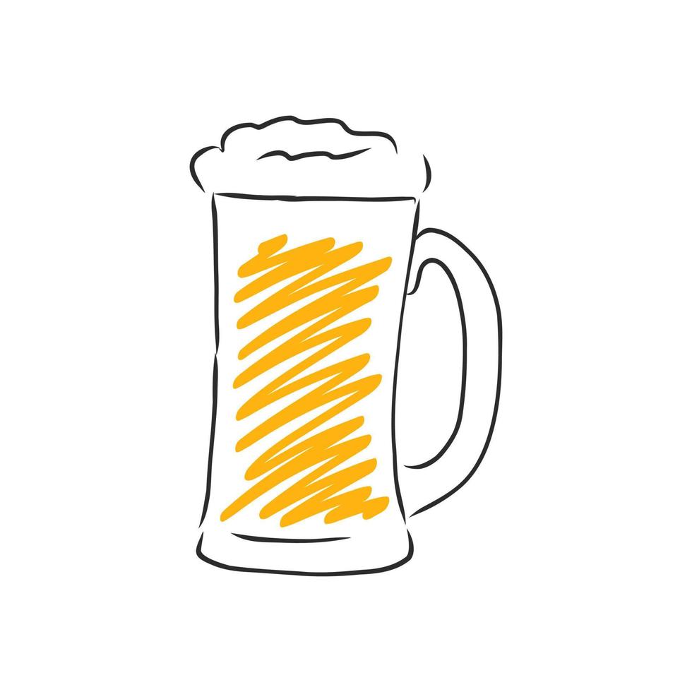 dibujo vectorial de jarra de cerveza vector