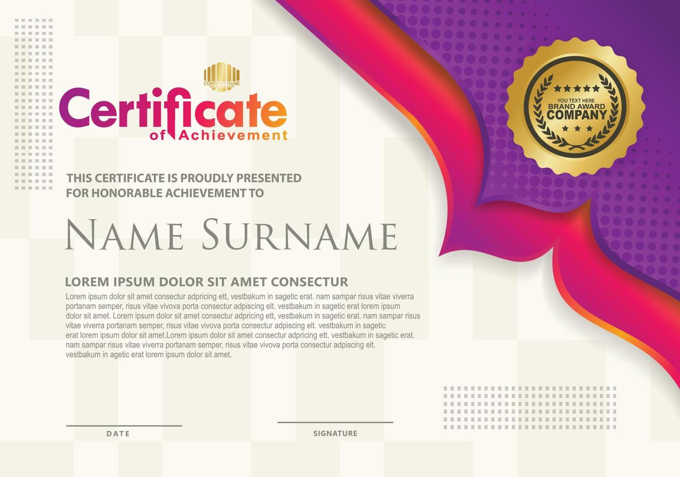 certificate template with dynamic and futuristic texture pattern background vector