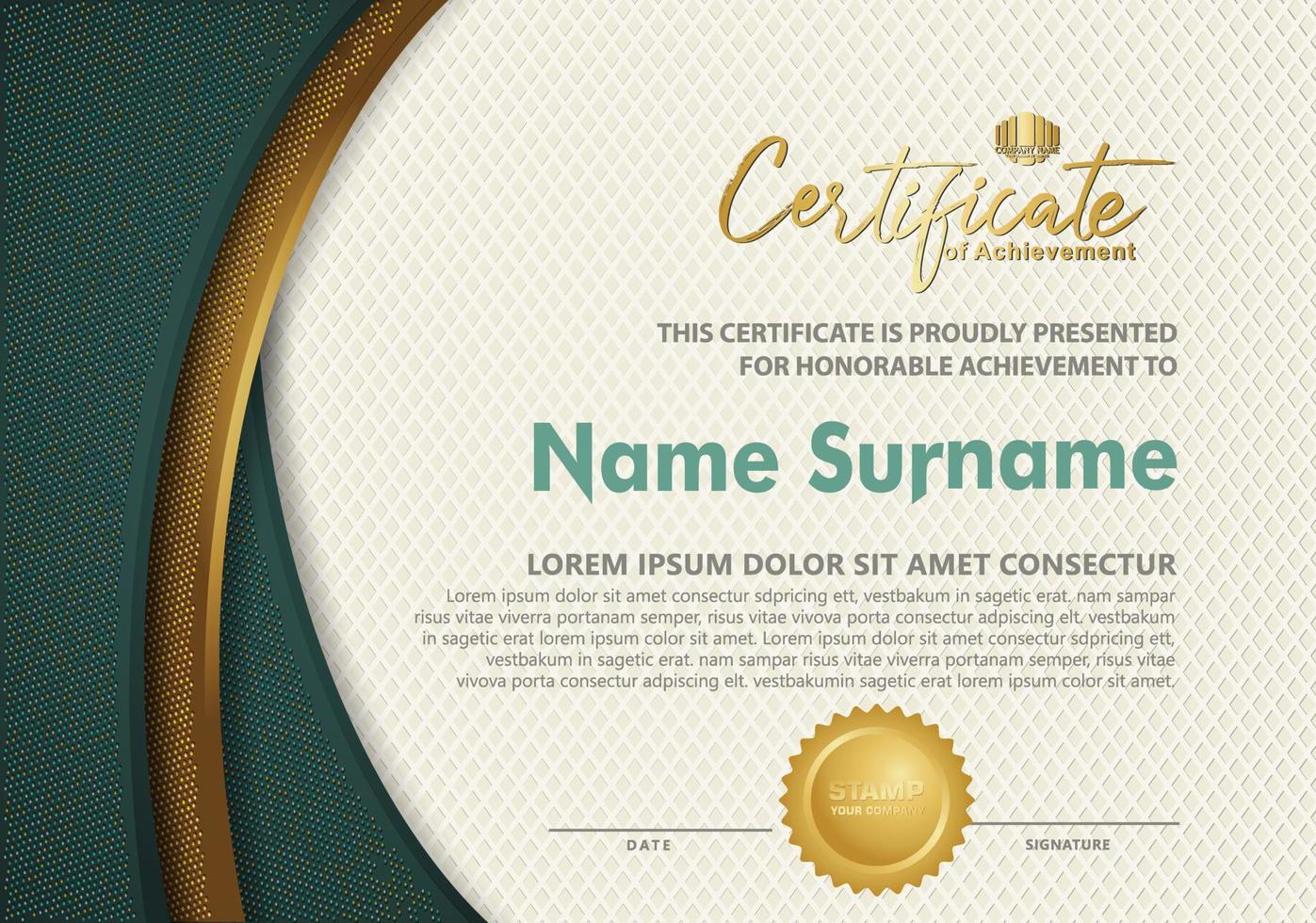 Certificate template with luxury and elegant and of line ornament textured on landscape background, diploma, Vector illustration