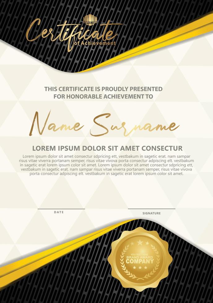 Certificate template with textured background, vector