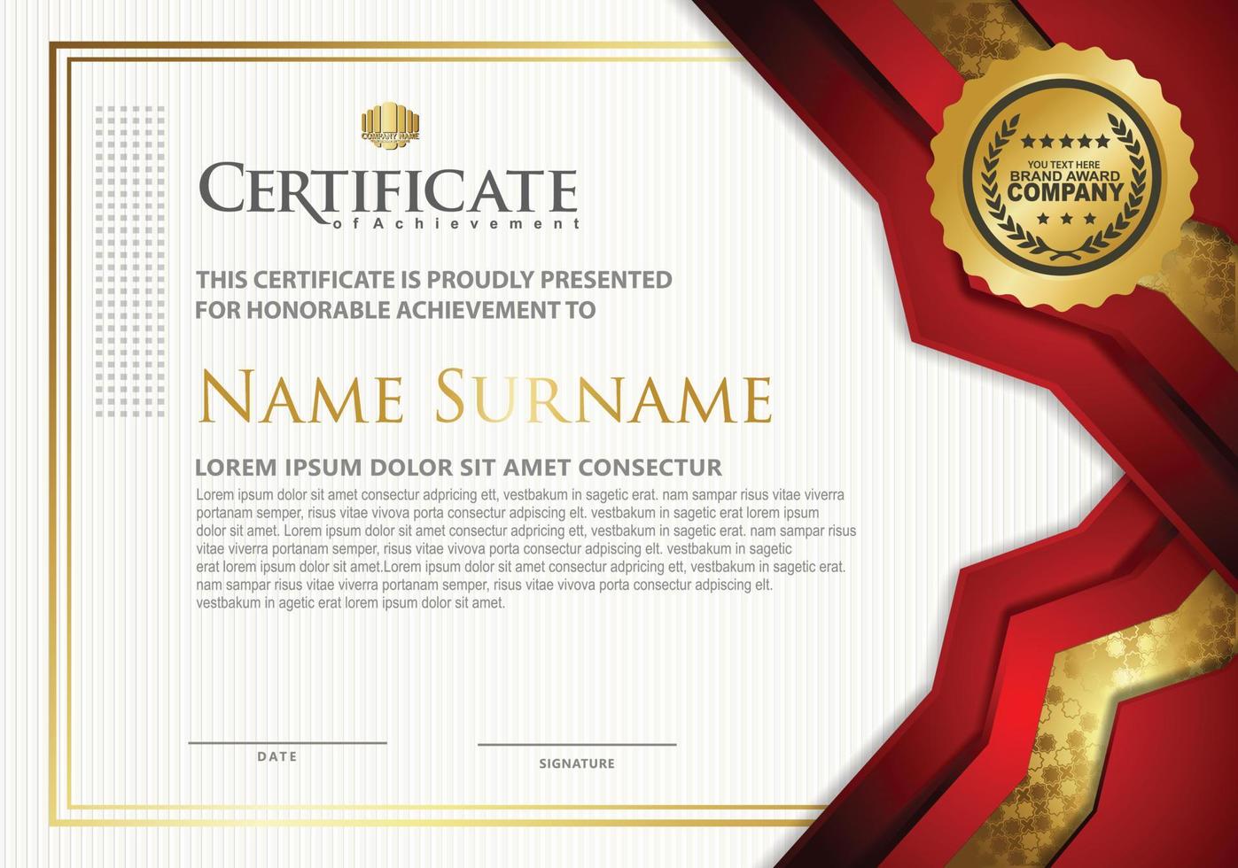 certificate template with luxury and texture pattern background vector