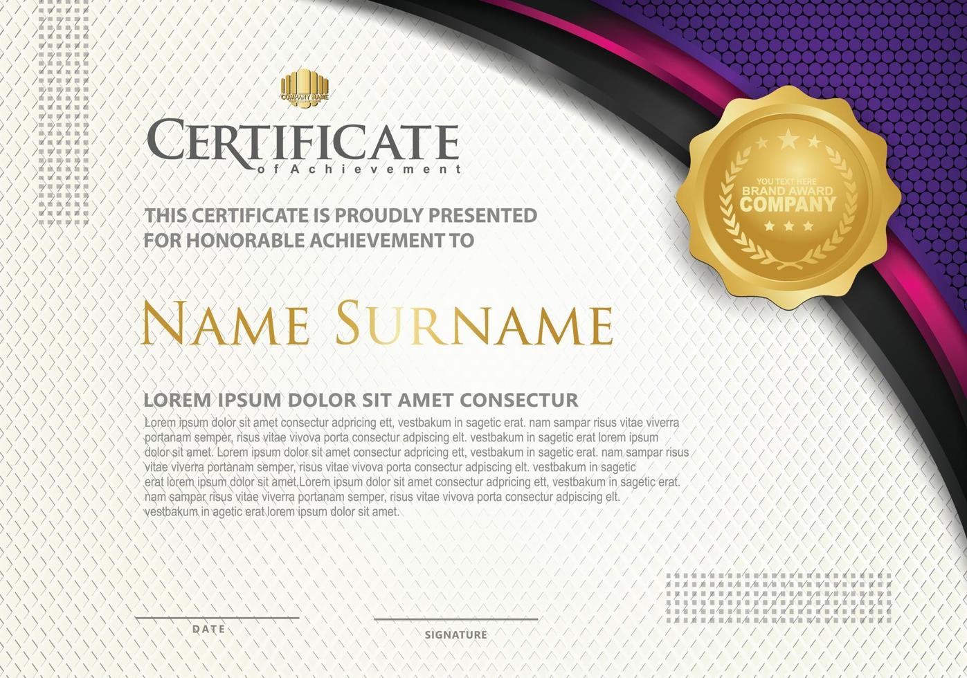 certificate template with luxury and texture pattern background vector